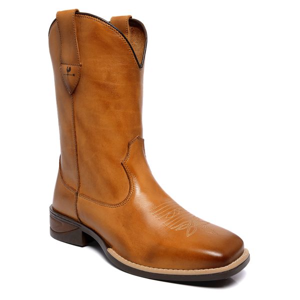 BOTA TEXANA MASCULINA LÁTEGO WHISKY BICO QUADRADO