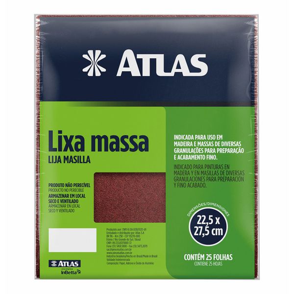 Pacote de Lixa Massa Grão 22,5cm x 27,5 cm