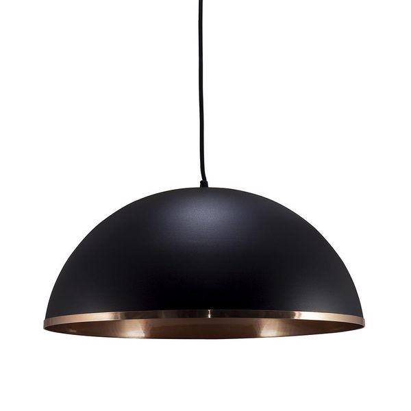 Pendente Atenas Luxo Médio Para 1 Lâmpada E27 Ø42cm x 18cm Preto(externo) Cobre(interno)