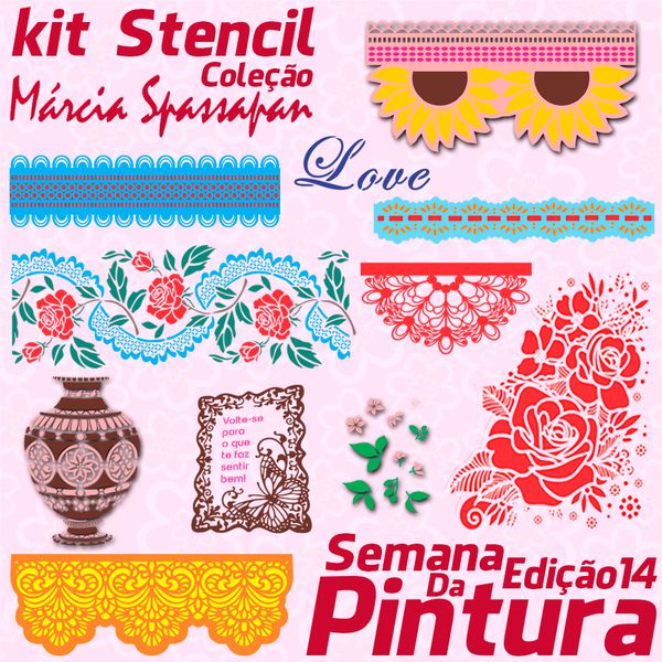 Kit Stencil Coleção Márcia Spassapan | Semana Da Pintura - Edição 14 + 3 Riscos A3