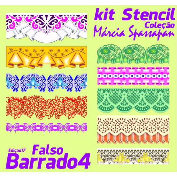  Kit Stencil Coleção Márcia Spassapan | Falso Barrado 4 - Edição 17