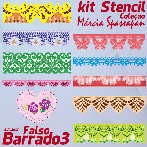 Kit Stencil Coleção Márcia Spassapan | Falso Barrado 3 - Edição 13