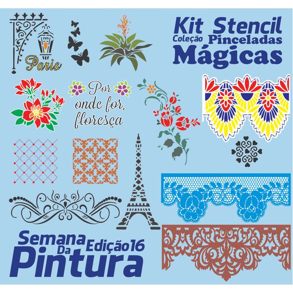 Kit Stencil Coleção Pinceladas Mágicas | Semana da Pintura - Edição 16