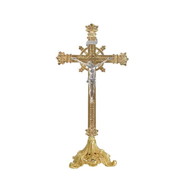 Crucifixo de Mesa Dourado - Modelo Tradicional