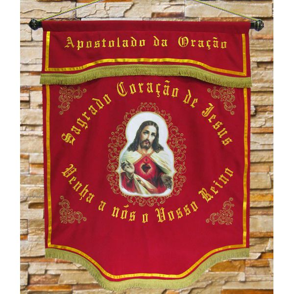 Estandarte Do Apostolado Da Oração 0,95 X 1,20Mt