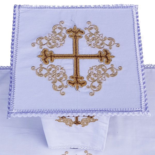 Conjunto De Alfaias Litúrgicas Para Altar Bordado - Cruz