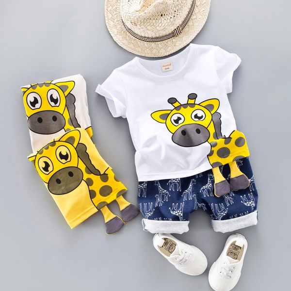 Conjunto infantil verão desenhos animados girafa