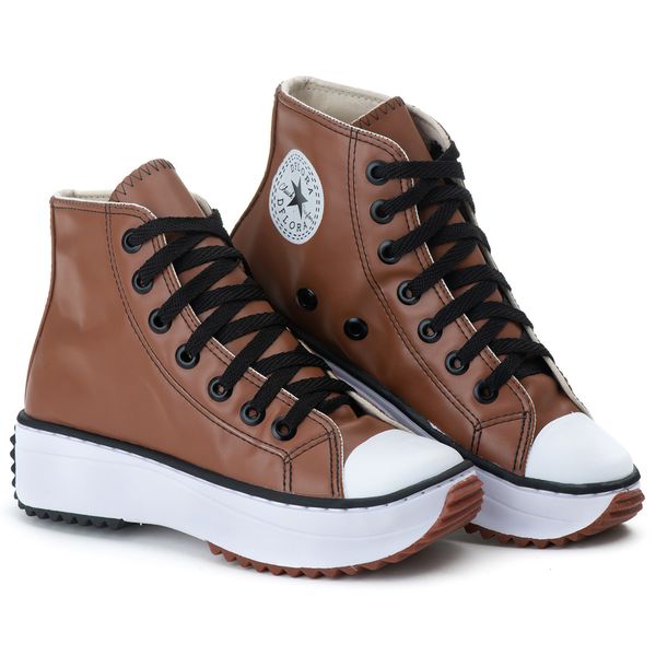 Tenis plataforma marrom new arrivals