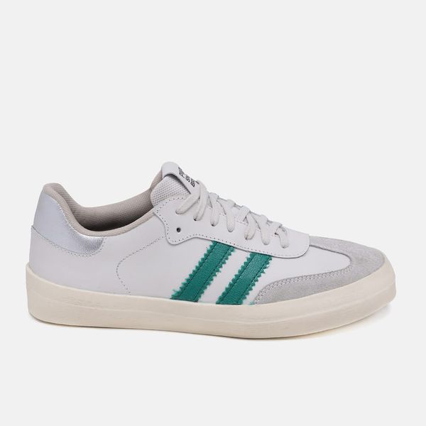 Tênis Feminino Eloah em Couro Branco e Detalhes Verde