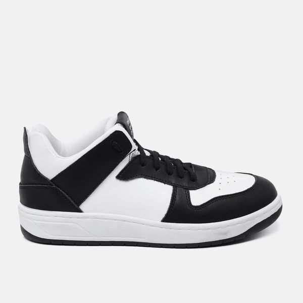 Tênis Jade Sneaker Feminino em Couro Preto e Branco 120