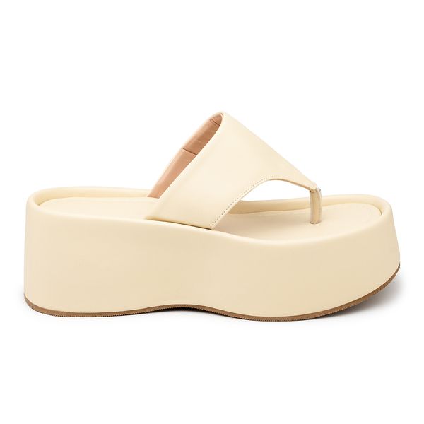 Papete Flat Feminina em Napa Off White 5100
