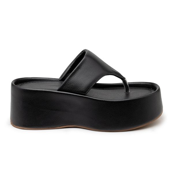Papete Flat Feminina em Napa Preto 5100
