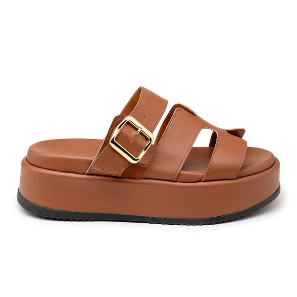 Papete Flat Feminina em Napa Caramelo 5301
