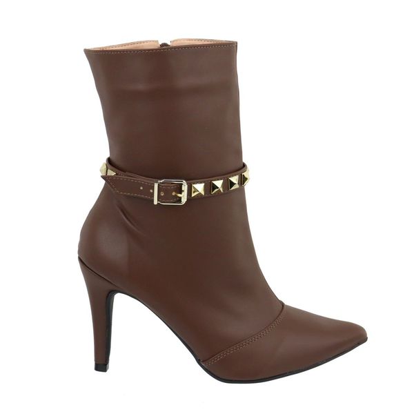Bota Feminina Cano Médio Salto Fino Napa Santorini Cacau 1793 
