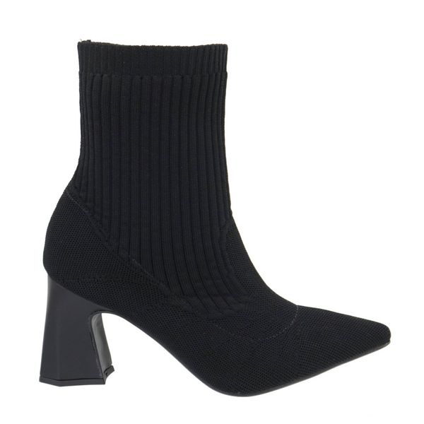 Bota Cano Baixo Salto Grosso Meia Preto 184000 