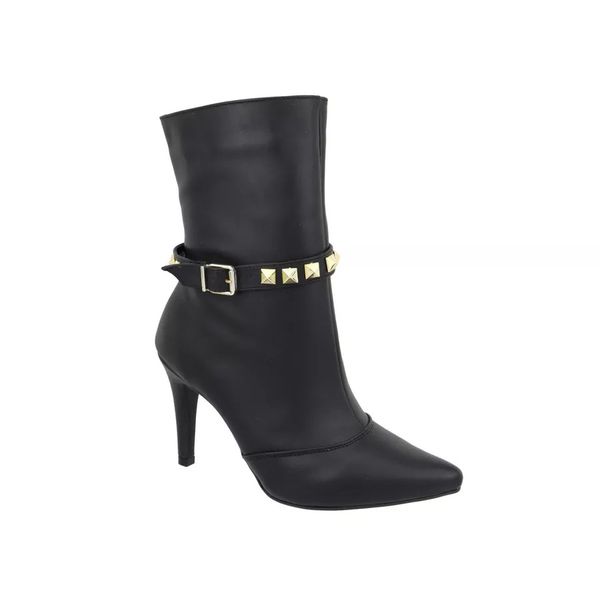 Bota Feminina Cano Médio Salto Fino Napa Preta 1793