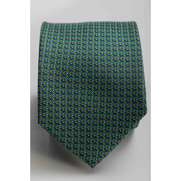Gravata Seda Italiana verde e azul