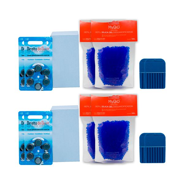 Kit com 24 Cartelas de Pilha A675 e Acessórios