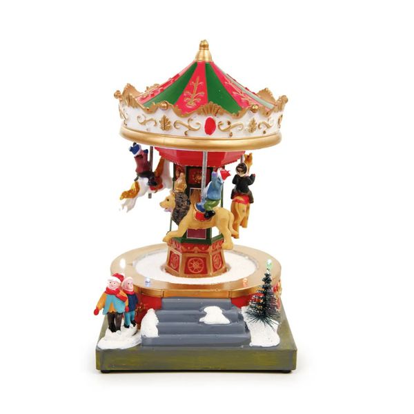 Vila Natalina Carrossel Musical Com Movimento E Luzes 20cm Colorido