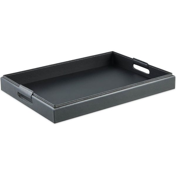 Bandeja Mdf Com Revestimento Em Corino Preto Grande