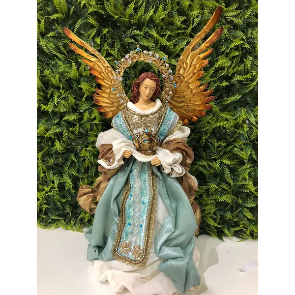 Anjo em Pé Azul com Coroa 36cm 