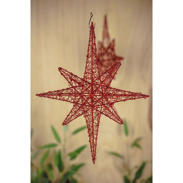  Estrela Pendente Decorativa Vermelha Natal 35cm