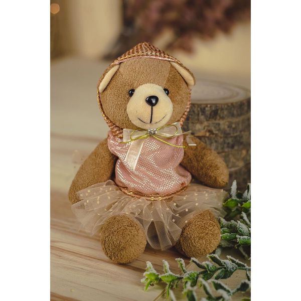 Ursa Sentada Cute Rosa Com Saia 26 cm 