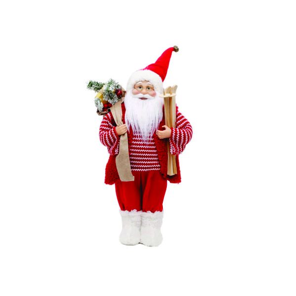 Papai Noel Camisa Listrada Ski Vermelho e Branco 50 cm