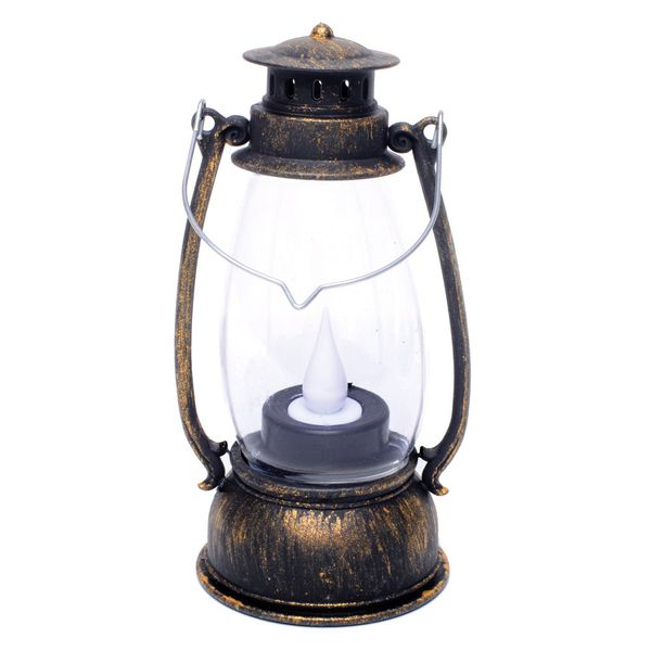 Mini Lanterna Led Decorativa Preto e Dourado