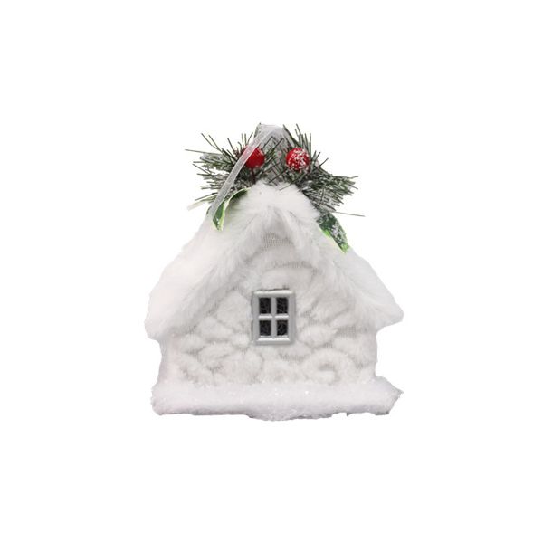 Casinha Decorativa Natal Branca Com Enfeite E Azevinho 