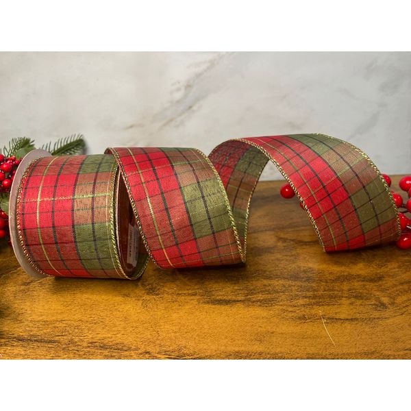 Fita Natalina Aramada Xadrez Decoração De Natal 6,3cmx9,14m