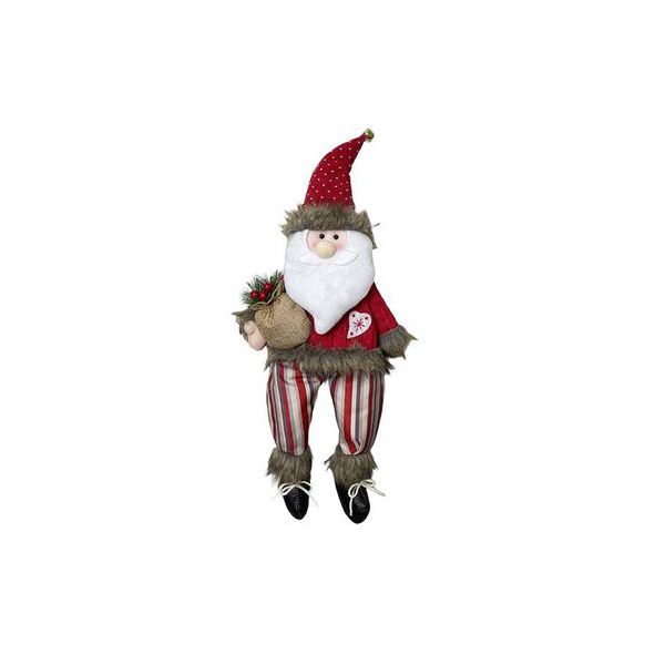 Papai Noel Sentado Saco de Presente Calça de Listra 50cm