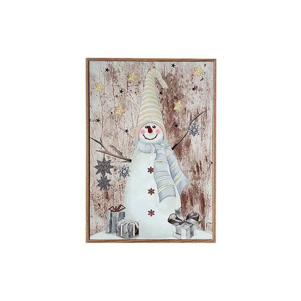 Quadro Decorativo Natal MDF Boneco de Neve 34x24cm