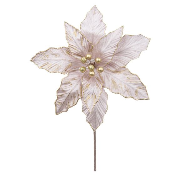 Flor Natalina Bico de Papagaio Aveludado Rosa Claro Dourado