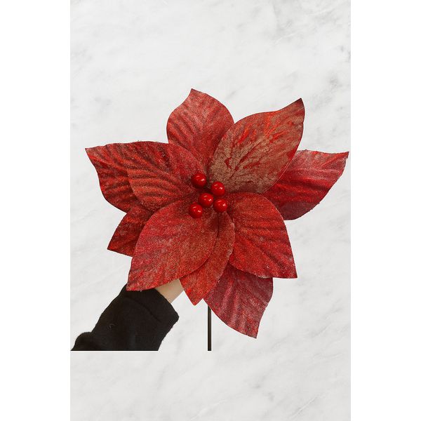 Flor Natalina Flor De Natal Vermelho Brilho Glitter
