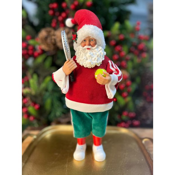 Papai Noel Tenista Em Resina 30cm Decoração Natal