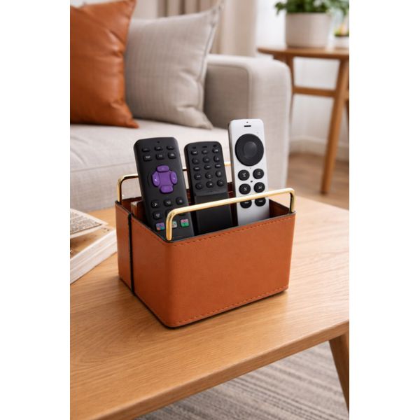 Porta Controle em Couro Ecológico Terracota 15cm Espressione