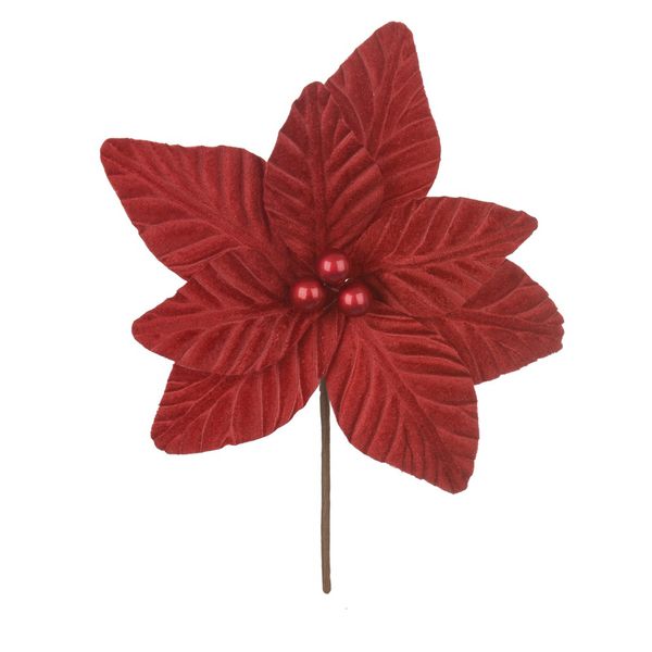 Flor Natalina Poinsetia Vermelho Veludo