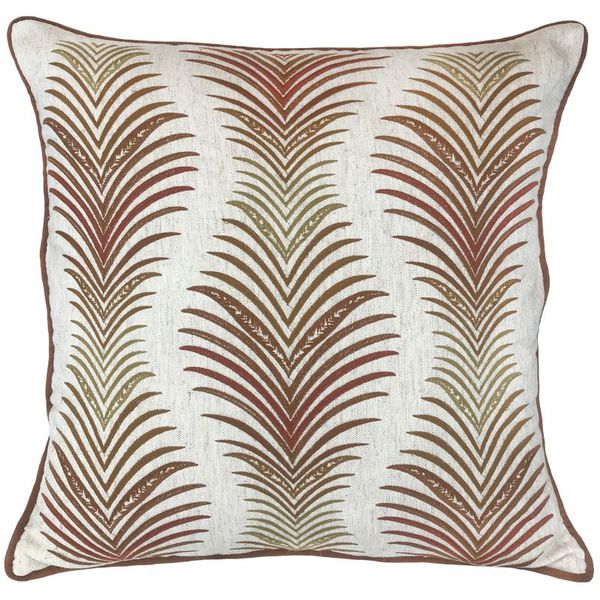 Almofada Linho Cru Bordado Terracota 52x52cm Mod2