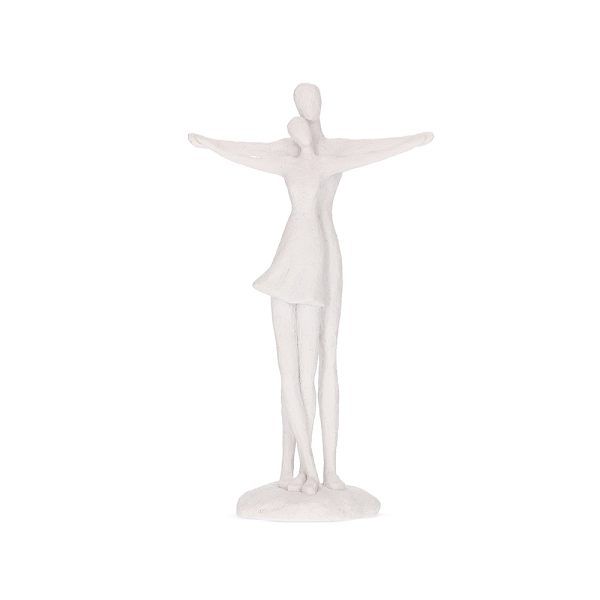 Escultura Decorativa Casal Poliresina Branco Decoração