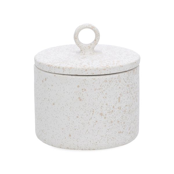 Pote Com Tampa Decorativo Em Ceramica Off White 17cm
