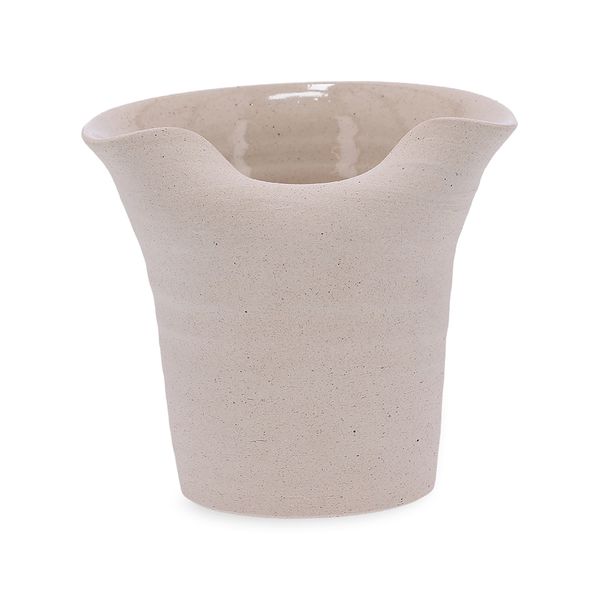 Vaso Em Ceramica Abstrato Off White Grecia 17cm