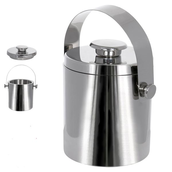 Balde Para Gelo Com Alça Aço Inox Prateado 1,5l