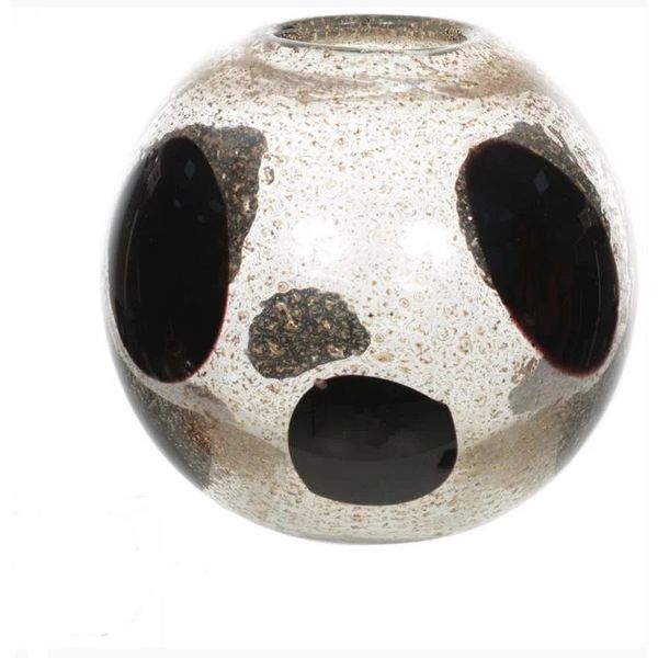 Vaso Decorativo Vidro Tipo Murano Transparente Preto 15cm