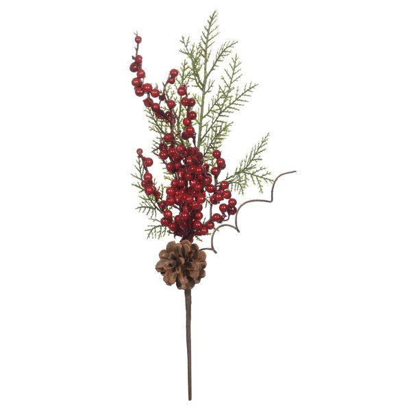 Galho Natalino Berry Vermelho com Pinha 40cm