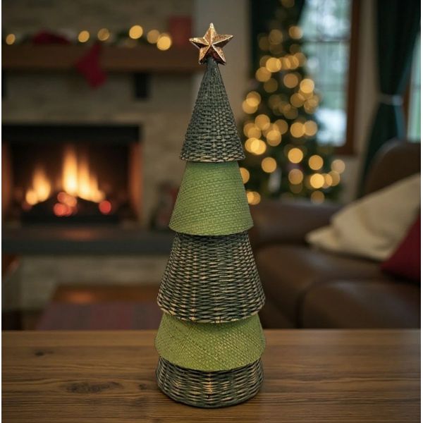 Árvore Resina Verde Com Estrela Luxo Natal Tok Da Casa 30cm