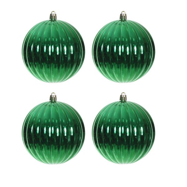 Tubo 4 Bolas De Natal Decoradas Gomo Perolada Verde 10cm