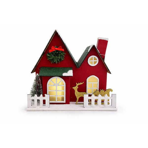 Casinha Natalina Dupla Com Led Decoração Cenario Natal