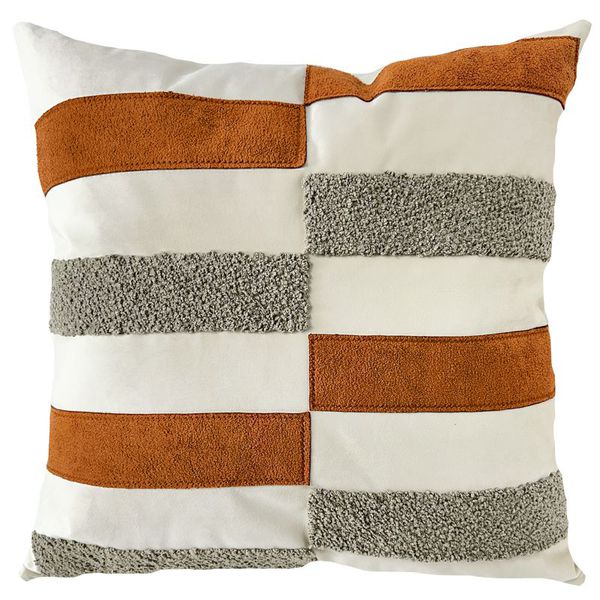 Almofada Veludo Com Bordado Boucle Terracota Geo 52x52cm