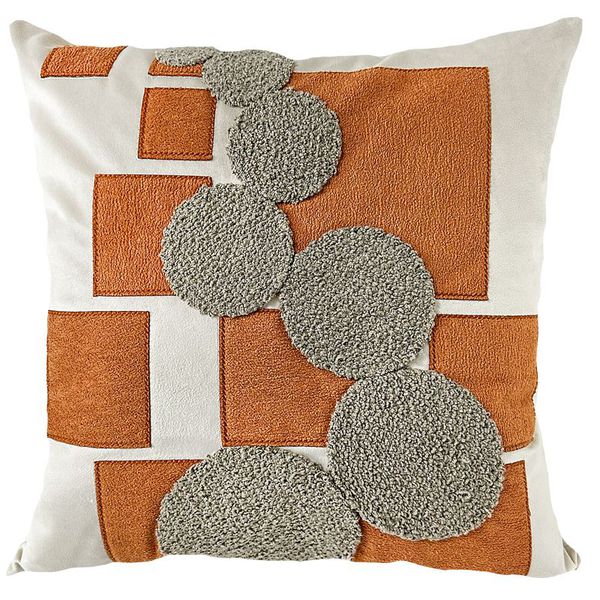 Almofada Veludo Com Bordado Geo Boucle Terracota 52x52cm